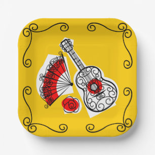 Spanish Souvenirs Corners square Paper Plates