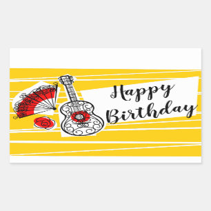 Spanish Souvenirs Happy Birthday rectangle Rectangular Sticker