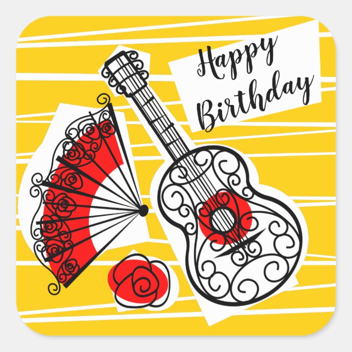Spanish Souvenirs Happy Birthday sticker square