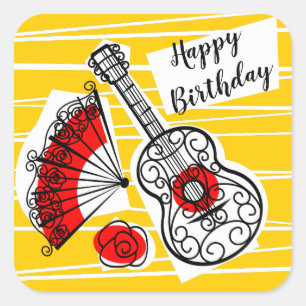 Spanish Souvenirs Happy Birthday sticker square