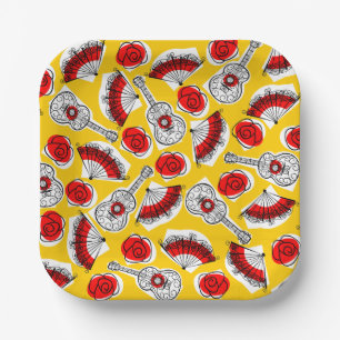 Spanish Souvenirs Multi square Paper Plates