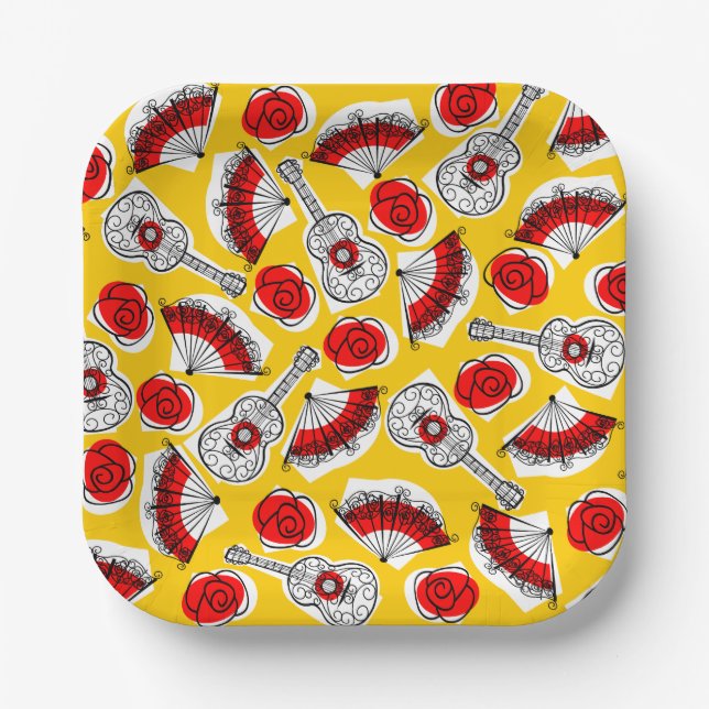 Spanish Souvenirs Multi square Paper Plates (Front)
