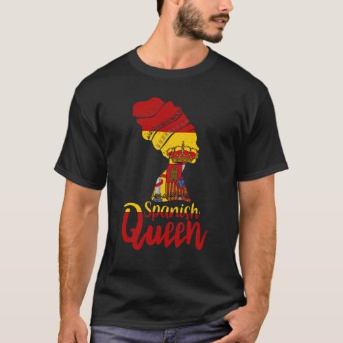 Spanish Spain Flag Afro Roots T_Shirt