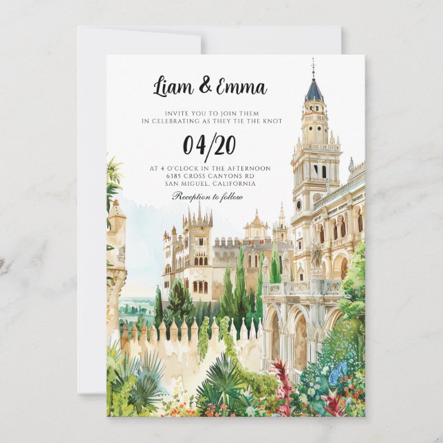 Spanish Spain landscape Destination Wedding Invitation (Front)