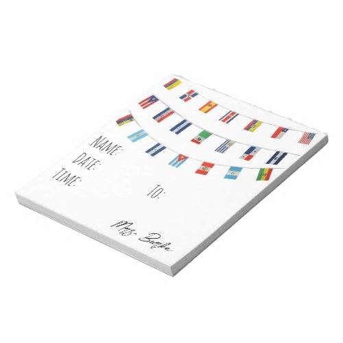 Spanish Speaking countries Hall pass notepad