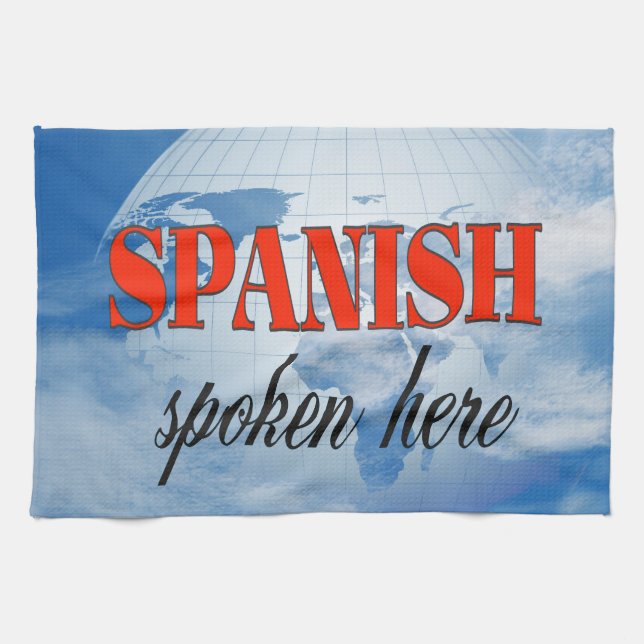 Spanish spoken here cloudy earth towel (Horizontal)