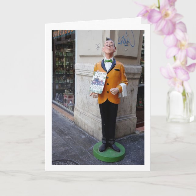 Spanish Street Statue, Valencia City, España Card (Orchid)