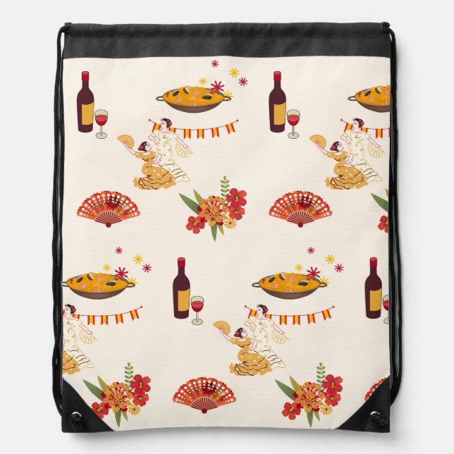 Spanish Style Fiesta Drawstring Bag (Front)
