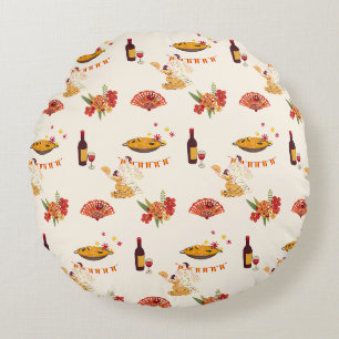 Spanish Style Fiesta Round Pillow