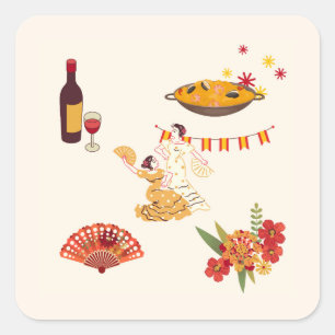 Spanish Style Fiesta Square Sticker