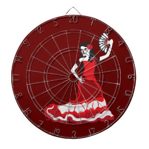 spanish sugar skull dancer dart board