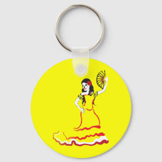 spanish sugar skull dancer keychain