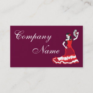 spanish sugar skull dancer : plum red business card
