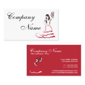 spanish sugar skull dancer : red, black and white business card