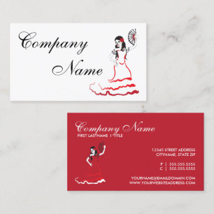 spanish sugar skull dancer : red, black and white business card