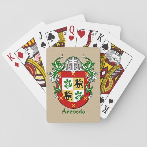 Spanish Surname Acevedo Shield and Mantle Playing Cards