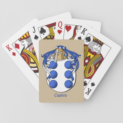 Spanish Surname Castro Shield and Mantle Playing Cards