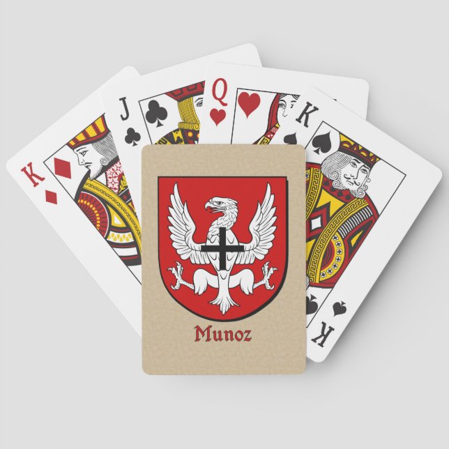 Spanish Surname Munoz Historical Shield Poker Cards (Back)