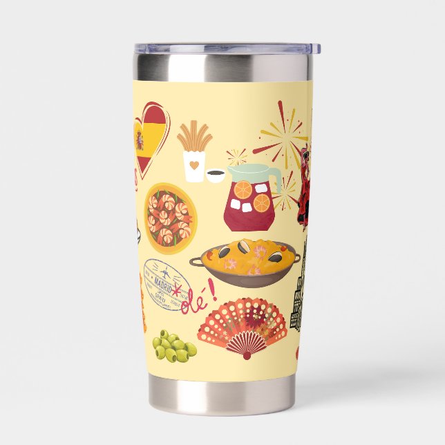 Spanish Symbols Travel Lovers Insulated Tumbler (Left)