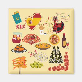 Spanish Symbols Travel Lovers Magnet
