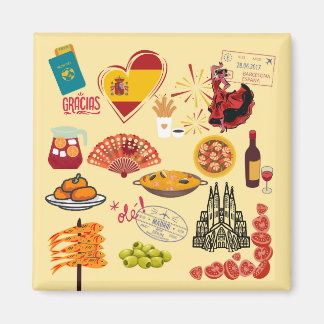 Spanish Symbols Travel Lovers Magnet
