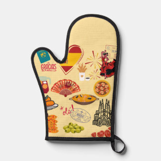Spanish Symbols Travel Lovers Oven Mitt