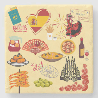 Spanish Symbols Travel Lovers Stone Coaster