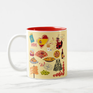 Spanish Symbols Travel Lovers Two-Tone Coffee Mug