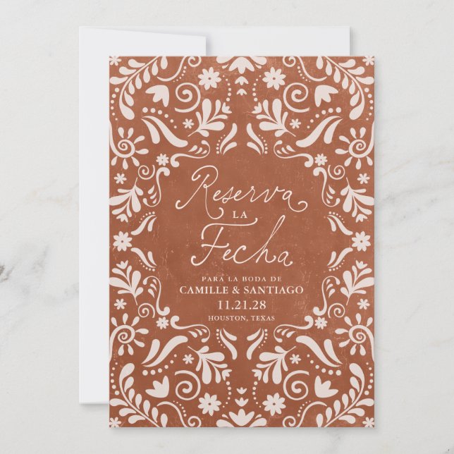 Spanish Talavera Wedding Save the Date Photo Card (Front)