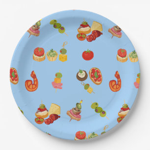 Spanish Tapas Spread Paper Plates