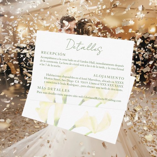 Spanish Tarjeta Detalles Invitacin Boda Wedding Enclosure Card