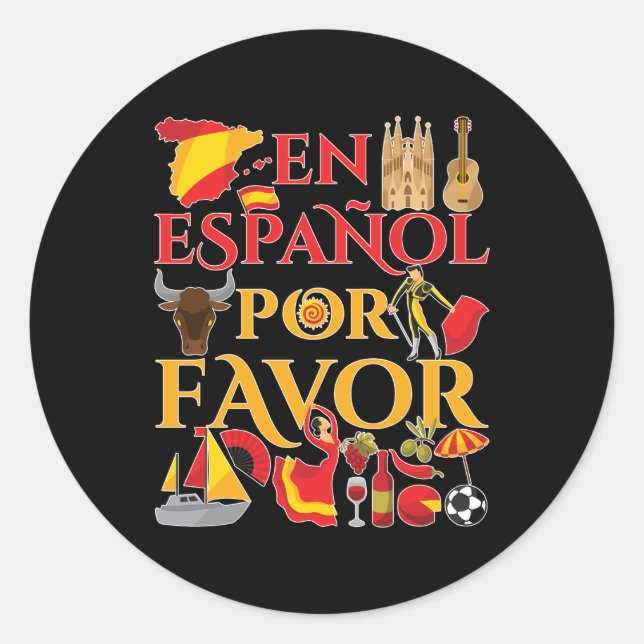 Spanish Teacher En Espanol Por Favor  Classic Round Sticker (Front)