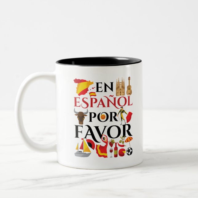 Spanish Teacher En Espanol Por Favor Two-Tone Coffee Mug (Left)