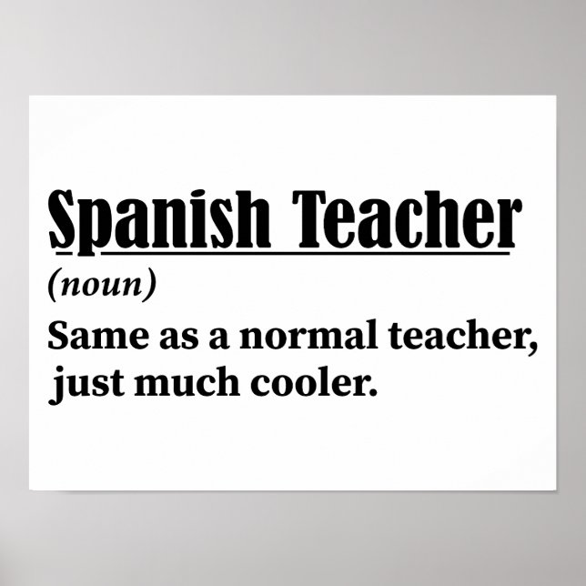 Spanish Teacher Funny Definition Poster (Front)