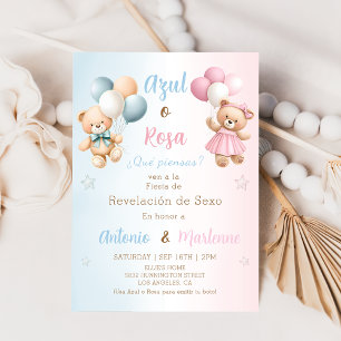 Spanish Teddy Bear Gender Reveal Invitation