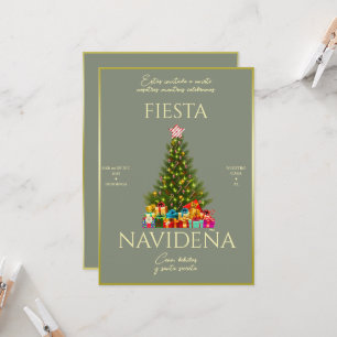 Spanish Text Modern Elegance Christmas Party Invitation