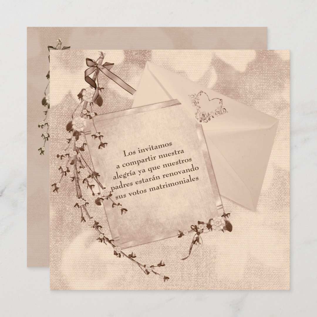 Spanish Text Wedding Vow Renewal invite Zazzle