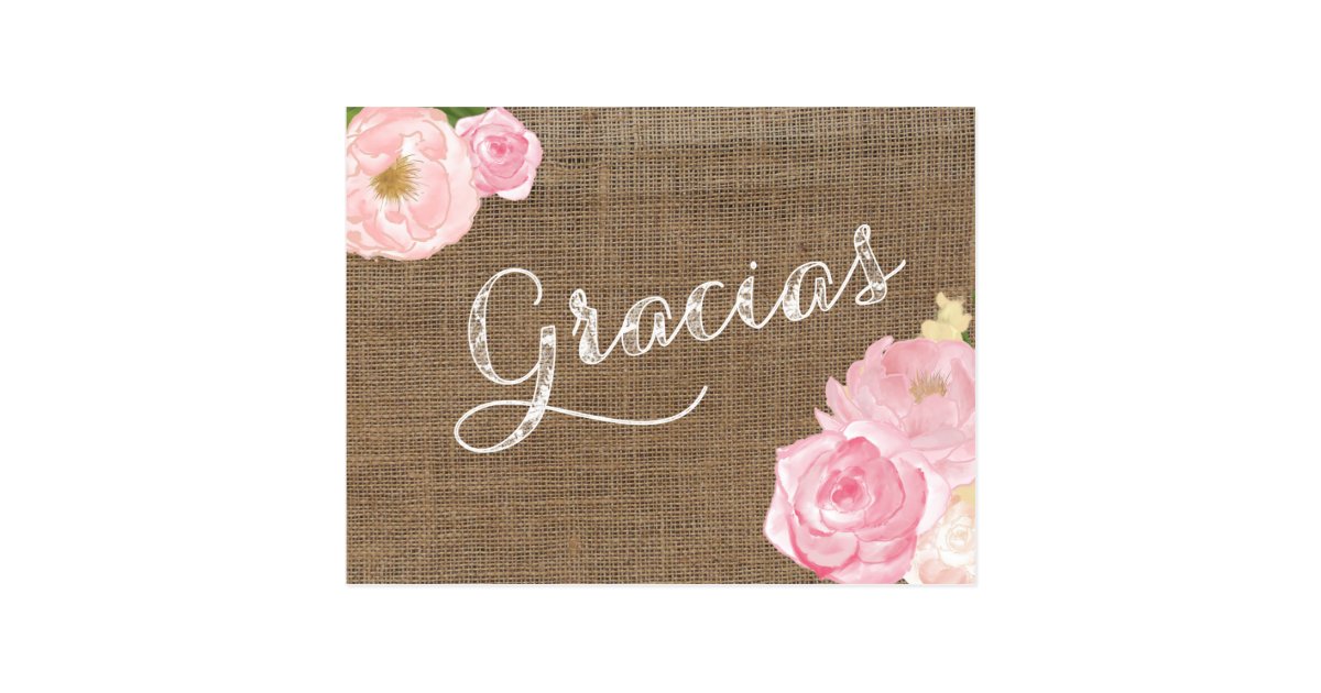 Spanish thank you card with burlap lace effect | Zazzle.com