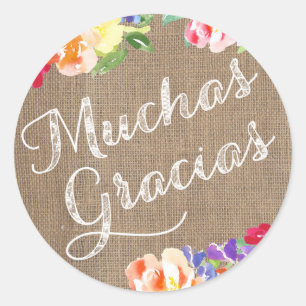Spanish Thank You Small Stickers Muchas Gracias
