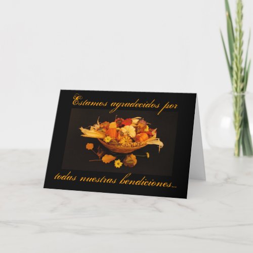 Spanish Thanksgiving blessings 2 Holiday Card