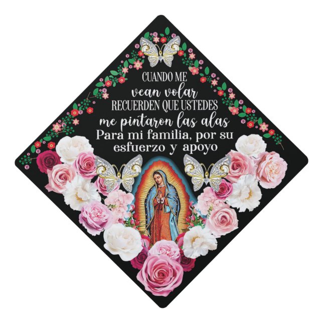 Spanish Themed When They See Me Fly Graduation Cap Topper (Front)