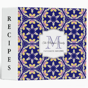 Spanish Tile Monogram Family Favorite Recipes 3 Ring Binder
