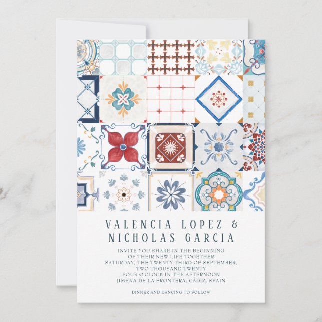 Spanish Tile Wedding Invitation (Front)
