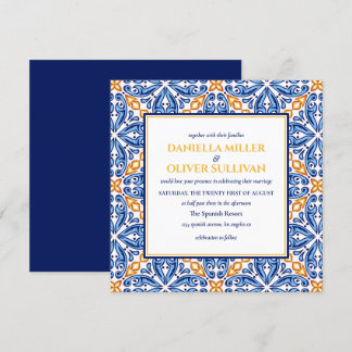 Spanish Tile | Yellow Blue Mediterranean wedding Invitation