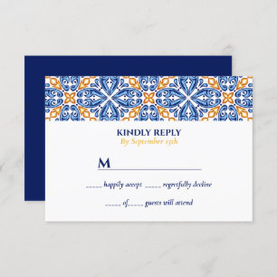 Spanish Tile Yellow Blue Mediterranean wedding Invitation
