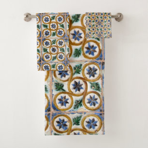Spanish Tiles #2 #travel #pattern #wall #art Bath Towel Set