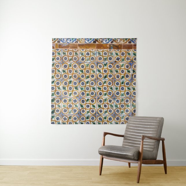Spanish Tiles #2 #travel #pattern #wall #art  Tapestry (In Situ)