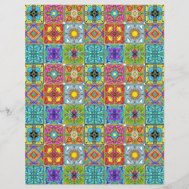 spanish tiles 8.5x11 scrapbook paper sheets (Front)