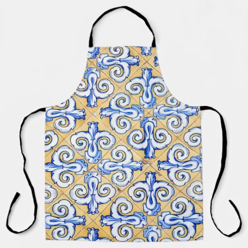 Spanish Tiles _ Azulejo Blue Yellow and White Apron