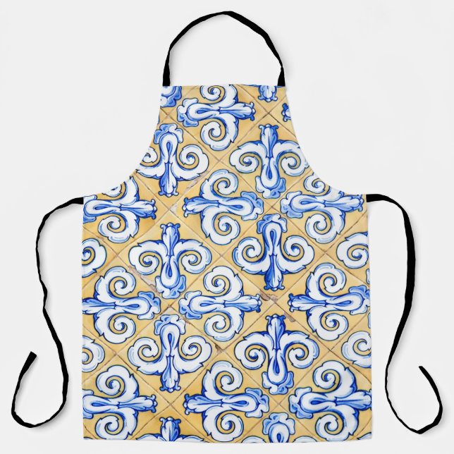 Spanish Tiles - Azulejo Blue, Yellow and White Apron (Front)